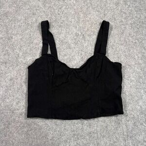 Free People Black Larissa Bustier Sleeveless Crop Tank Top Women's Size 14